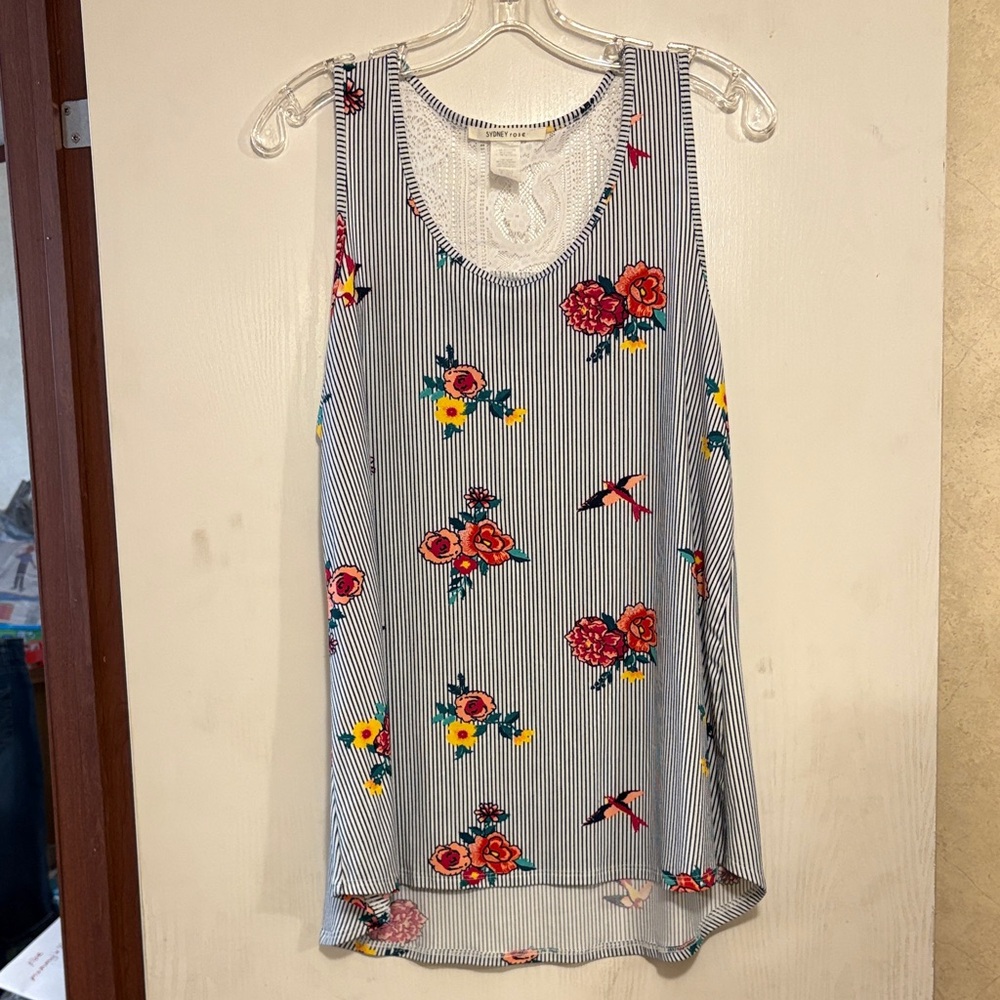 Floral Striped Sleeveless Tank Top